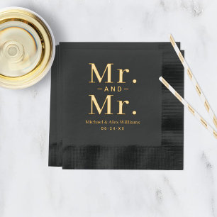 Mr and Mr Custom Wedding Monogram Foil Napkins