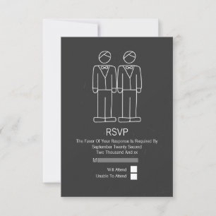 Mr and Mr Doodle Chalkboard Gay Wedding RSVP