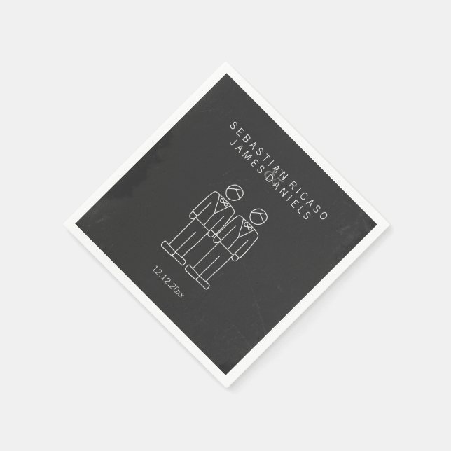 Mr and Mr Doodle Gay Wedding Personalised Napkin (Corner)