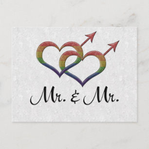 Mr. and Mr. Gay Pride Interlinking Gender Symbols Postcard
