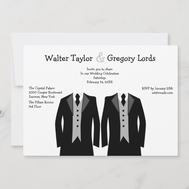 Mr. and Mr. Gay Wedding Invitation (Front)