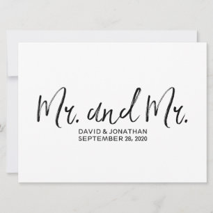 "Mr. and Mr." Gay Wedding Sign Stylish Lettered