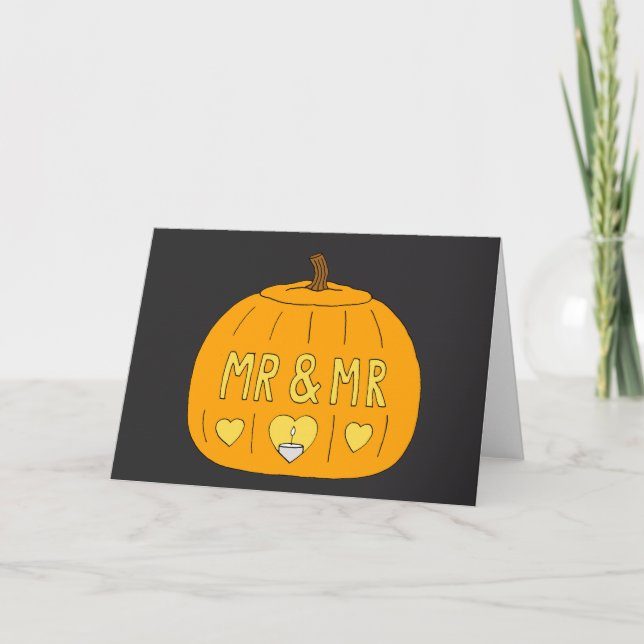 Mr and Mr Halloween Carved Pumpkin Card (Front)