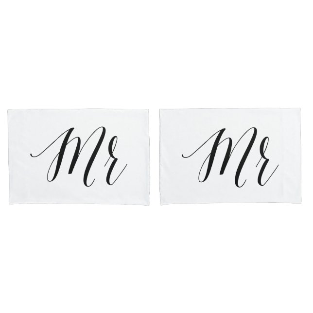 Mr and Mr Modern Typography Wedding Gay Couple Pillowcase (Front-Set)
