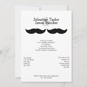Mr and Mr Moustache Wedding Invitation