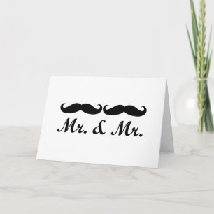MR AND MR MUSTACHE GAY WEDDING CARD CUSTOMIZABLE