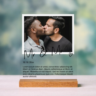 Mr and Mr Photo and Personalised Wedding Acrylic Sign