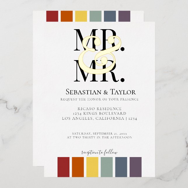 Mr and Mr Rainbow Gay Elegant Wedding (Front/Back)