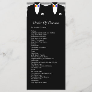Mr and Mr Rainbow Tie Gay Wedding Service Order Programme