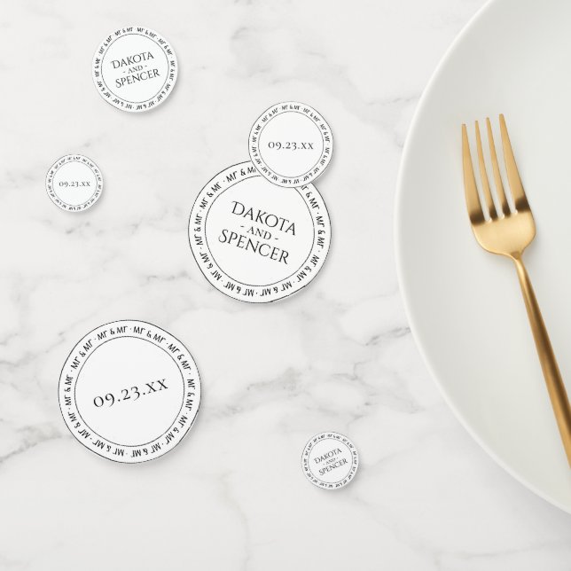 Mr and Mr Simple Modern Black White Party Confetti (Group)