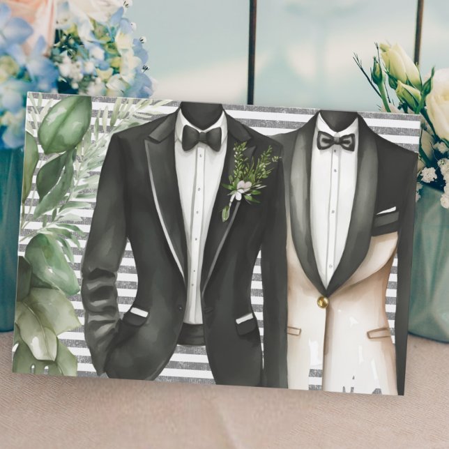 Mr and Mr Suit and Bow Tie Gay Wedding Invitation (Creator Uploaded)