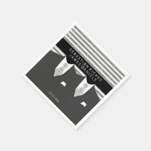 Mr and Mr Suit and Grey Ties Gay Wedding Napkin