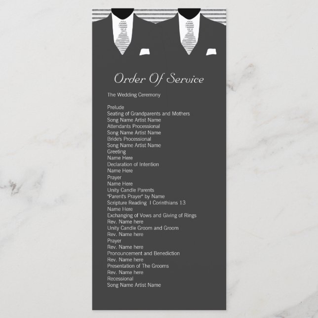 Mr and Mr Suit and Tie Gay Grey Service Order Programme (Front)