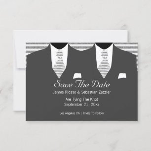 Mr and Mr Suit and Tie Gay Save The Date Wedding