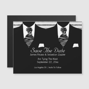 Mr and Mr Suit and Tie Gay Save The Date Wedding Magnetic Invitation