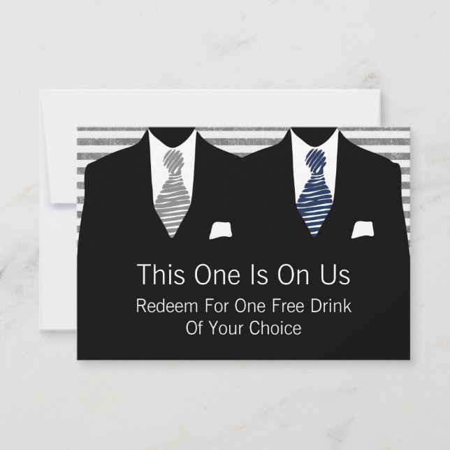Mr and Mr Suit and Tie Gay Wedding (grey / blue) Thank You Card (Front)