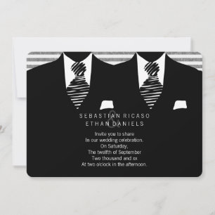 Mr and Mr Suit and Tie Gay Wedding Invitation