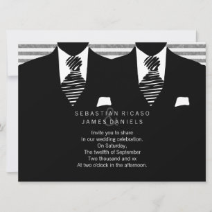 Mr and Mr Suit and Tie Gay Wedding Invitation