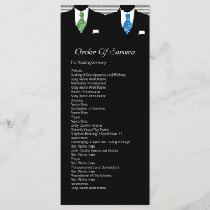 Mr and Mr Suit and Tie Gay Wedding Service Order Programme