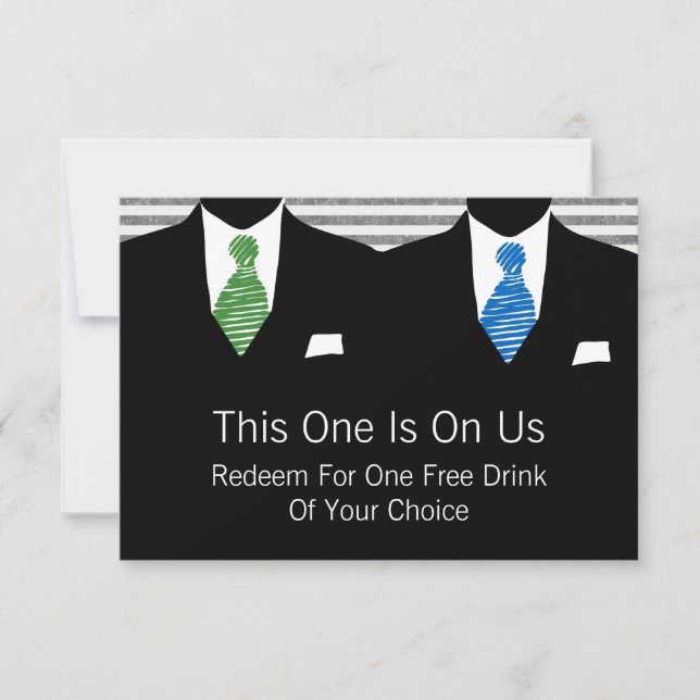 Mr and Mr Suit and Tie Gay Wedding Thank You Card (Front)