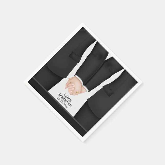 Mr and Mr suit Gay Wedding Napkin (Corner)