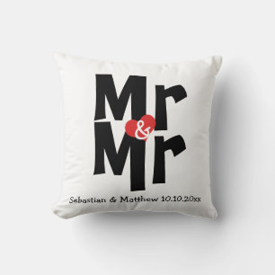 Mr and Mr Two Grooms Personalised Wedding Cushion