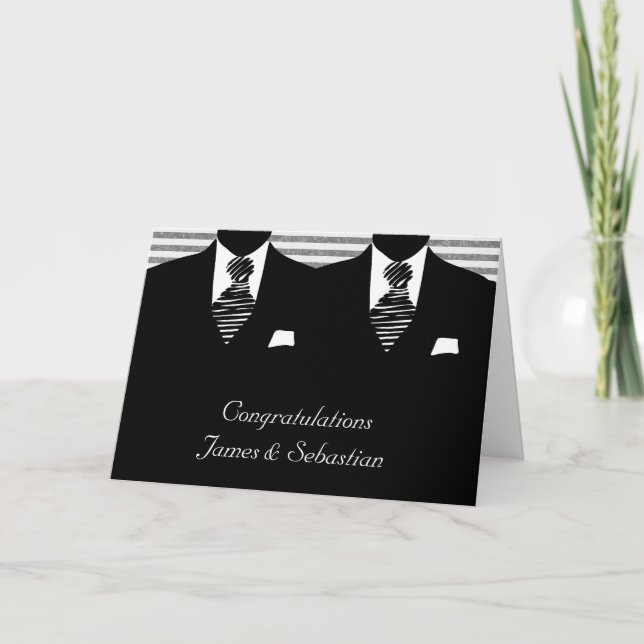Mr and Mr Two Grooms Wedding Congratulations Card (Front)