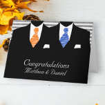 Mr and Mr Two Grooms Wedding Congratulations Card<br><div class="desc">Personalized Mr and Mr two grooms greetings card with two ties in green and orange colors .. gay pride wedding / civil ceremony congratulations cards .. ideal for the two grooms .. designer gay wedding cards from Ricaso</div>