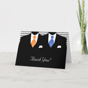 Mr and Mr Two Grooms Wedding Thank You Card