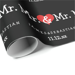 Mr and Mr Two Grooms Wedding Wrapping Paper