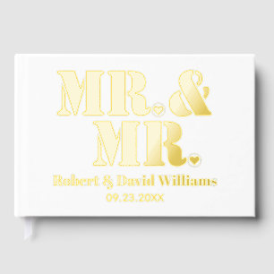 Mr. and Mr. typography white gay wedding foil Guest Book