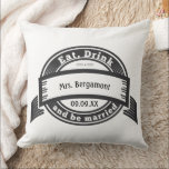 Mr. and Mrs. 2nd Wedding Anniversary is Cotton Cushion<br><div class="desc">Mr. and Mrs. Wedding Anniversary Pillow. Vintage Modern Black and White Wedding Anniversary Gifts. Bristol Style Aesthetic Wedding 2nd Anniversary Gifts. Boho Bohemian English Cottagecore 2nd Wedding Anniversary Pillow. You can Personalise this Beautiful Elegant Vintage Elements Pillow to say anything you like. For the Bride or get two one that...</div>