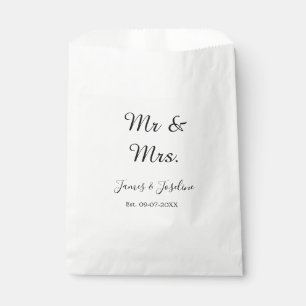 Mr and Mrs add name est. Date year wedding couple  Favour Bags