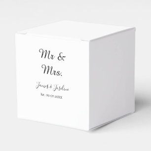Mr and Mrs add name est. Date year wedding couple  Favour Box