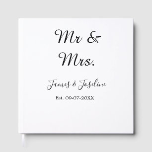 Mr and Mrs add name est. Date year wedding couple Guest Book