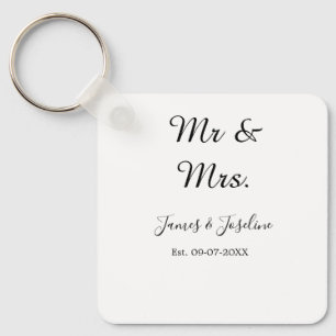Mr and Mrs add name est. Date year wedding couple  Key Ring