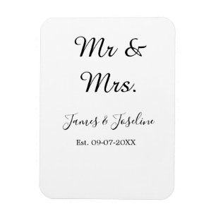 Mr and Mrs add name est. Date year wedding couple  Magnet