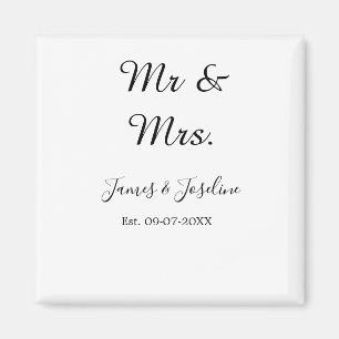 Mr and Mrs add name est. Date year wedding couple  Magnet