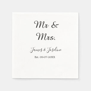 Mr and Mrs add name est. Date year wedding couple Napkin