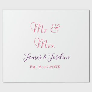 Mr and Mrs add name est. Date year wedding couple Wrapping Paper