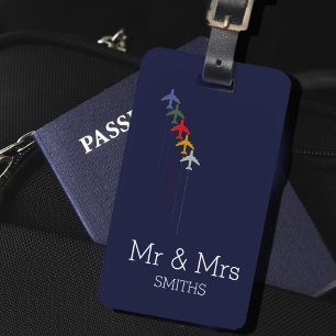 Mr. and Mrs. aeroplane travel personalised Luggage Tag