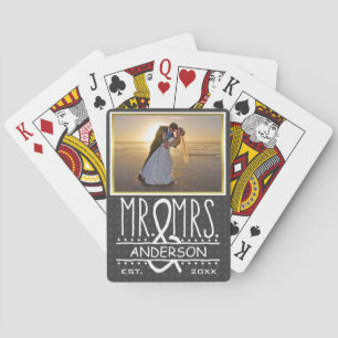 Mr and Mrs Ampersand Personalised Wedding Photo Playing Cards