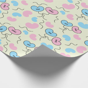 Mr and Mrs Balloons and Heart Anniversary Seamless Wrapping Paper