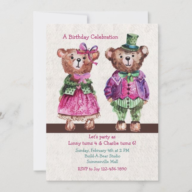 Mr. and Mrs. Bear Invitation (Front)