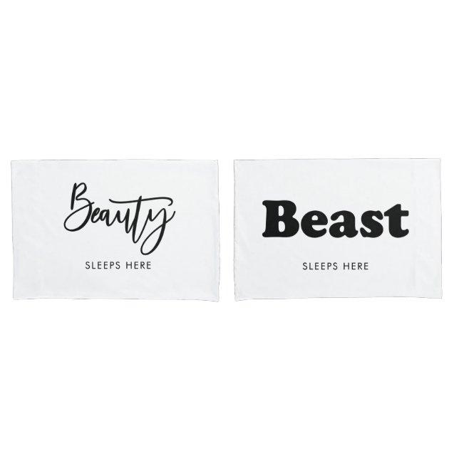 Mr and Mrs Beauty and Beast Couple Pillowcases (Front-Set)