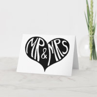 Mr and Mrs Black and White Heart Shape Wedding