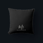 Mr and Mrs | Black and White Modern Script Cushion<br><div class="desc">"Mr and Mrs" Black and White Modern Script Personalised Couple Gift

Perfect as wedding gifts for newlywed,  wedding anniversary gifts,  Valentine's day gifts and gift for any occasions.</div>