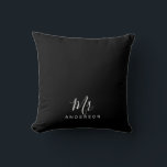 Mr and Mrs | Black and White Modern Script Cushion<br><div class="desc">"Mr and Mrs" Black and White Modern Script Personalised Couple Gift

Perfect as wedding gifts for newlywed,  wedding anniversary gifts,  Valentine's day gifts and gift for any occasions.</div>