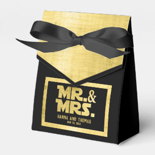 Mr and Mrs Black Gold Sci Fi Theme Wedding Favour Box