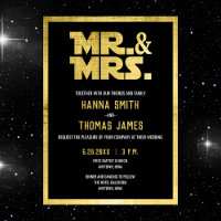 Mr and Mrs Black Gold Sci Fi Theme Wedding